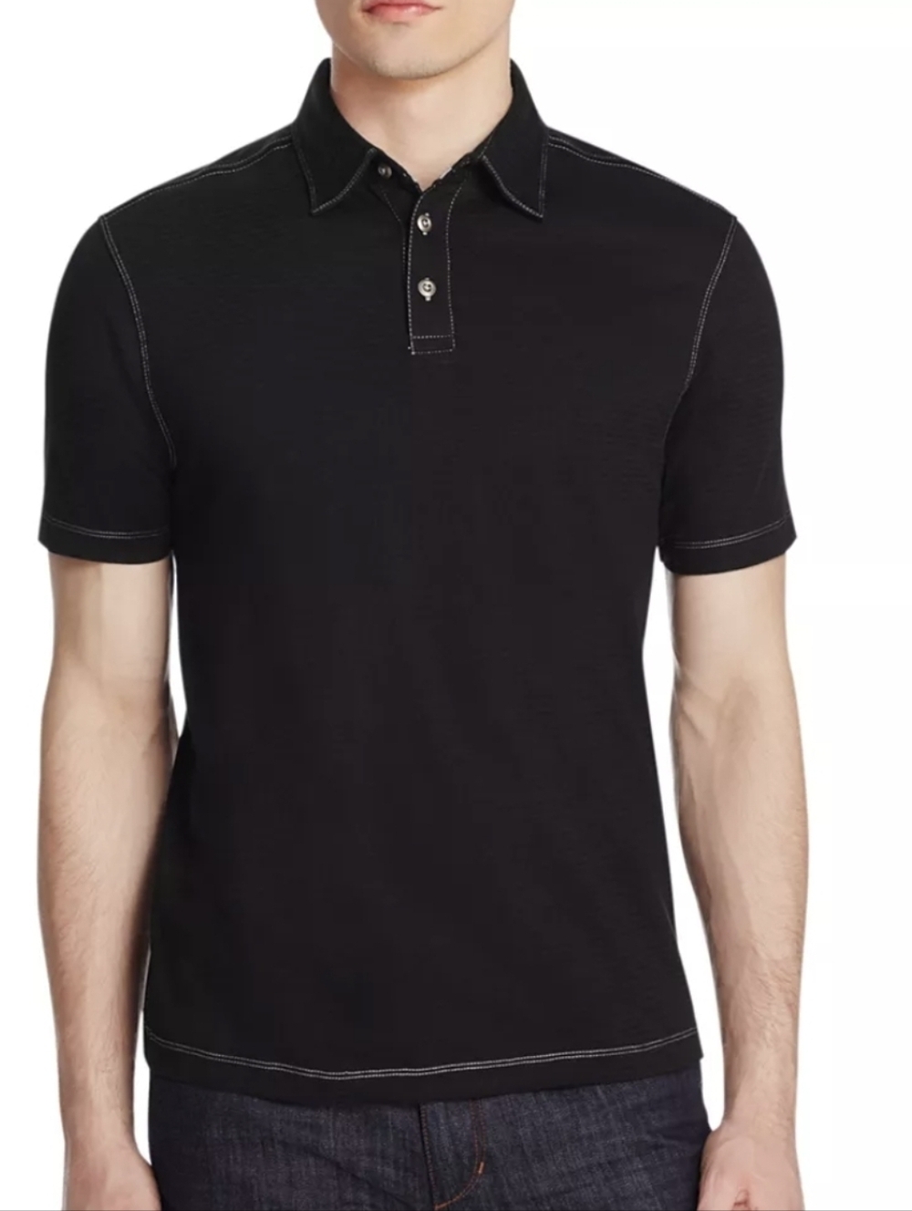 James Campbell Black Chevron Stripe Classic Fit Polo Shirt Sz XXL